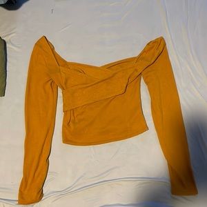 Off the shoulder, crop top sweater